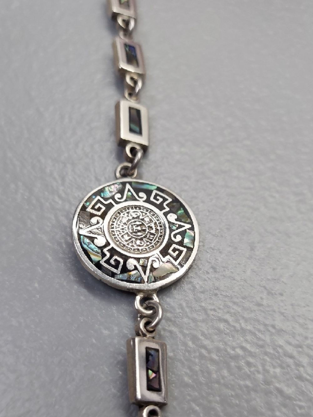 Taxco Sterling Abalone Accent Bracelet in Iridescent Green